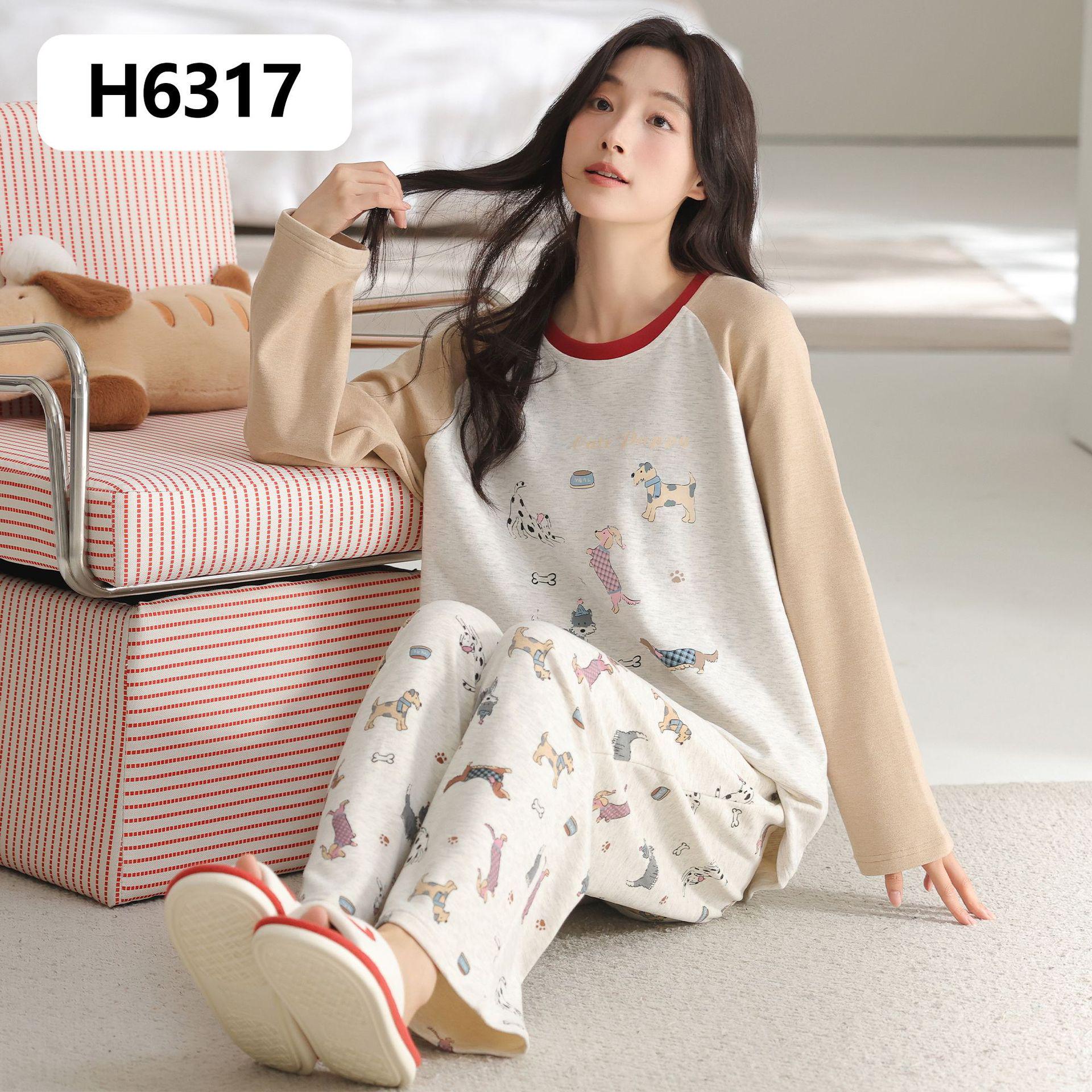 Женский бархатный флисовый пижамный комплект: Мультяшный дизайн, Длинный рукав и Штаны на Осень/Зиму 2025 Large