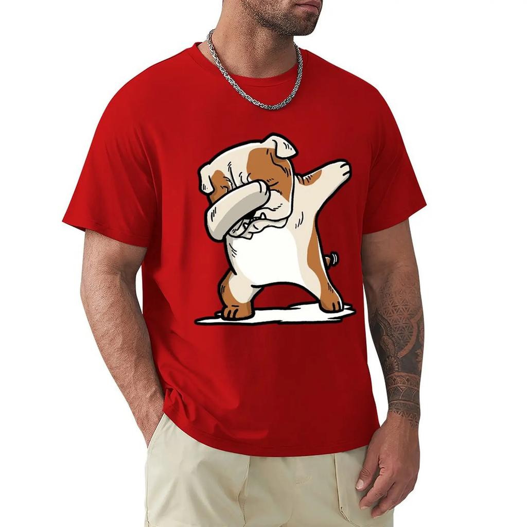 English Bulldog Cute Dabbing T Shirts Cartoon Graphic TShirts Cool Short Sleeve Clothing Streetwear T-Shirts Tee Tops