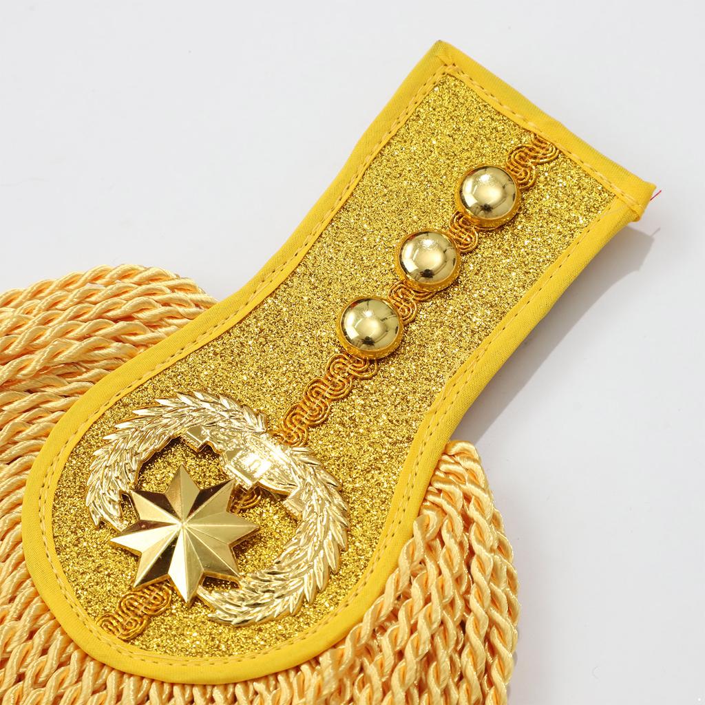 1 Pair Drum Horn Band Epaulets - Tassel Fringe Chain Shoulder Badge Applique for Uniform Costume & Performance