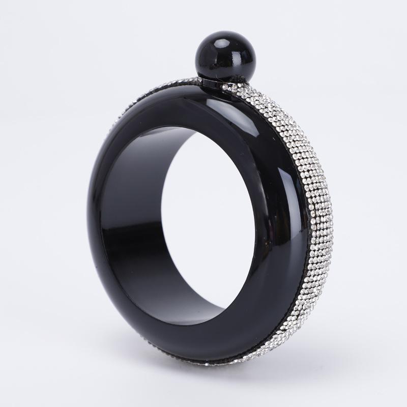 Stainless Steel Diamond Bracelet Hip Flask for Women 3.5 Oz Round Electroplated White Wine Bottle Bracelet Hip Flask