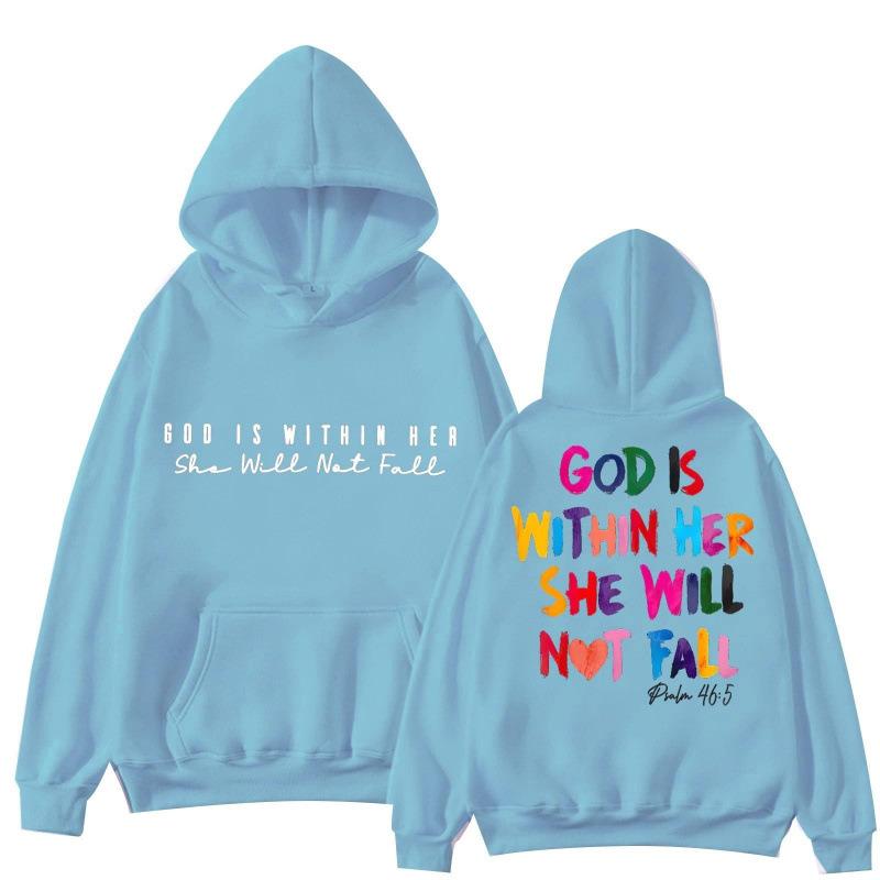 Letter Print Hooded Sweatshirts Women'S Basi