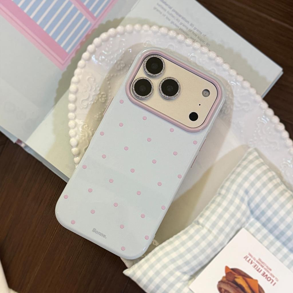 ins wind contrasting color polka dots Apple 17 mobile phone case iphone16pro anti-drop 15 Macaron 14 soft cover 13 applicable
