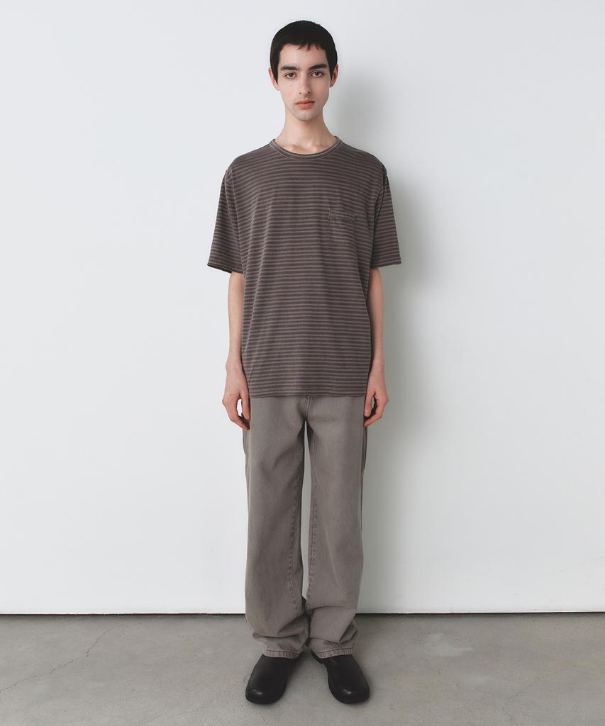 INSILENCE Striped Dyed Pocket T-Shirt Brown