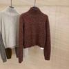 Women's French High-Neck Cashmere Sweater - Petite Autumn/Winter Temperament Base Layer