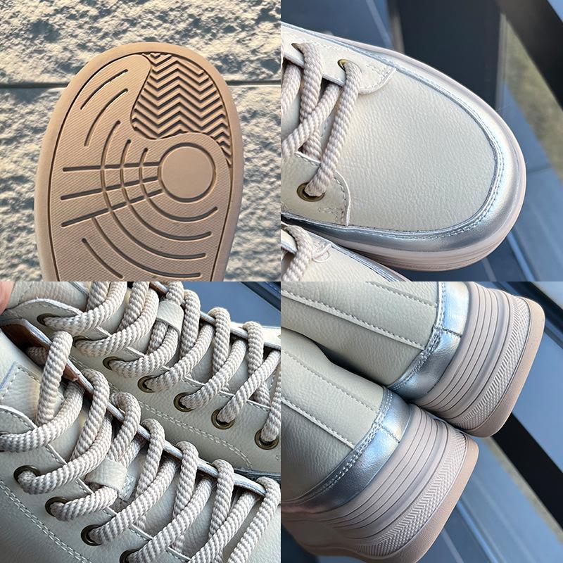 thick-soled high-top little white shoes for women's spring new casual heightening retro board shoes versatile design shoes for women