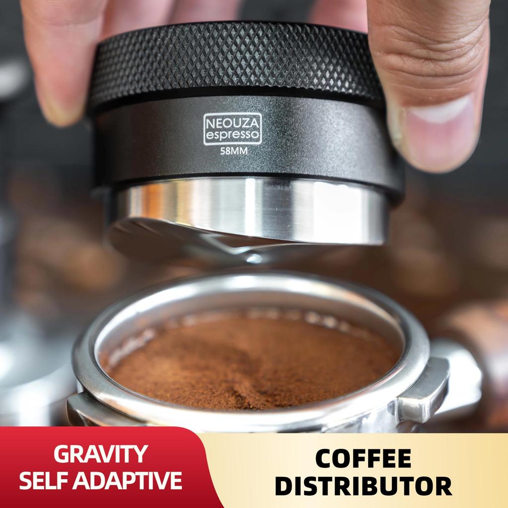 NEOUZA Coffee Gravity Distributor for Espresso Portafilters, Gravity Dispensing Tool, Automatic Leveling Distributor with S-Shaped Base (51mm)