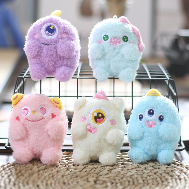 Cute Adorable Monster Plush Toy Keychain Soft Short Plush Material In Pink Blue Purple White