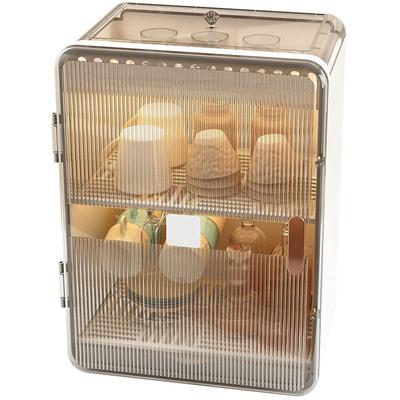 Organizador de tazas a prueba de polvo, caja de almacenamiento para juego de té, taza de agua de escritorio transparente para el hogar