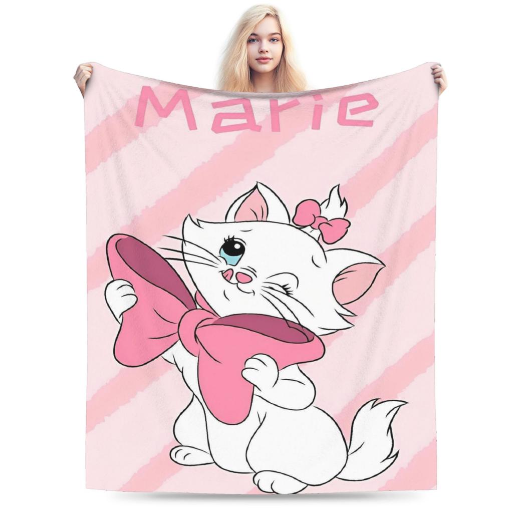 Aristogatos Marie Gato Mantas Tejidas Rosa Lana Manta de Tiro Verano Aire Acondicionado Portátil Suave Cálido Colcha