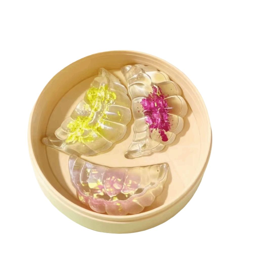 3pcs/set With Steamer Mini Dumplings Squishy Squeezable Steamed Dumplings Toy Party Favors Style A