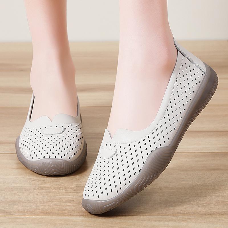 Fashion Women'S Summer New Mesh Sole Soft Mouth Lazy Casual Shoes Breathable Mesh Fabric Mom Soft Sole Shoes Flat Bottom