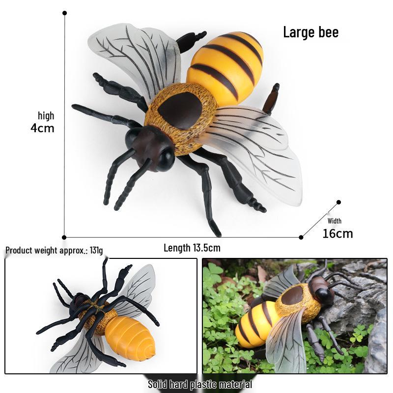 Large Solid Bee & Wasp Insect Model - Children s Educational Prank Toy & Desktop Ornament