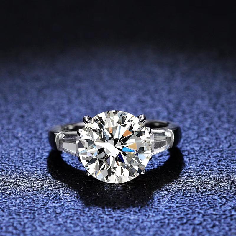Fashion Real Moissanite Ring 5ct 11mm D Color Lab Diamond Pure S925 Sterling Silver Fine Jewelry Gift for Women