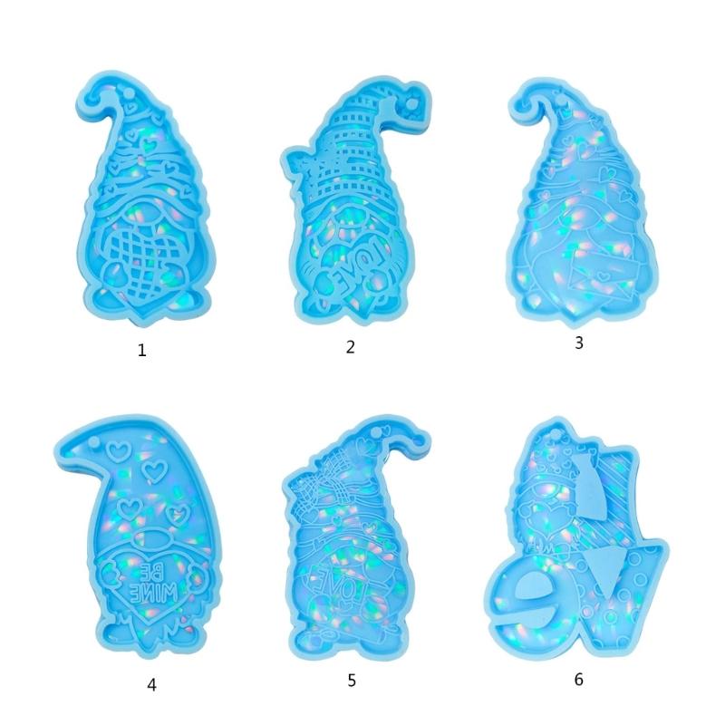 Holographic Resin Molds with Hole Christmas Gnome Pendant Silicone Mold for DIY Keychains Pendants Jewelry Resin Craft