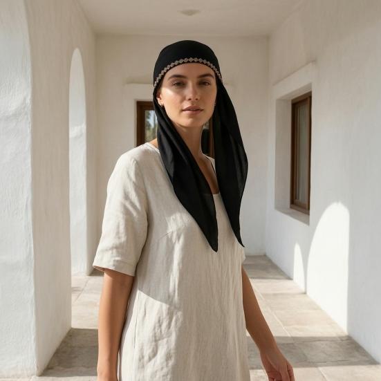 Turbanhut Weicher Atmungsaktiver Elastischer Stoff Strassverzierter Rand Verstellbares Kopftuchhut Outdoor Reise Fotografie Kopfbedeckung