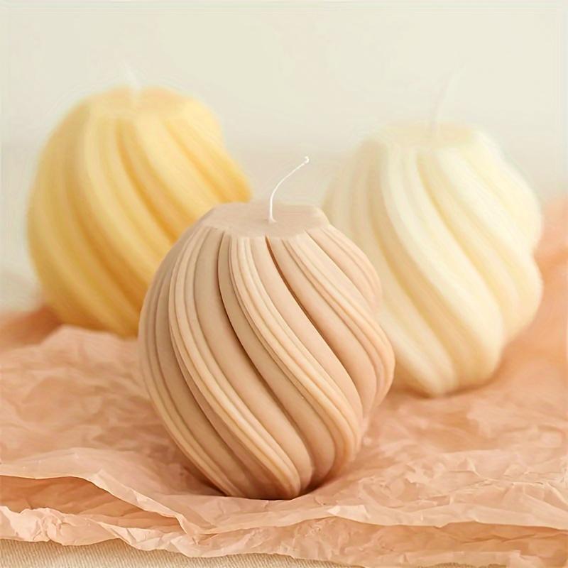 3pcs Geometric Pillar Candle Silicone Molds - 3D Wave Twist Design for DIY Handmade Crafts & Home Decor