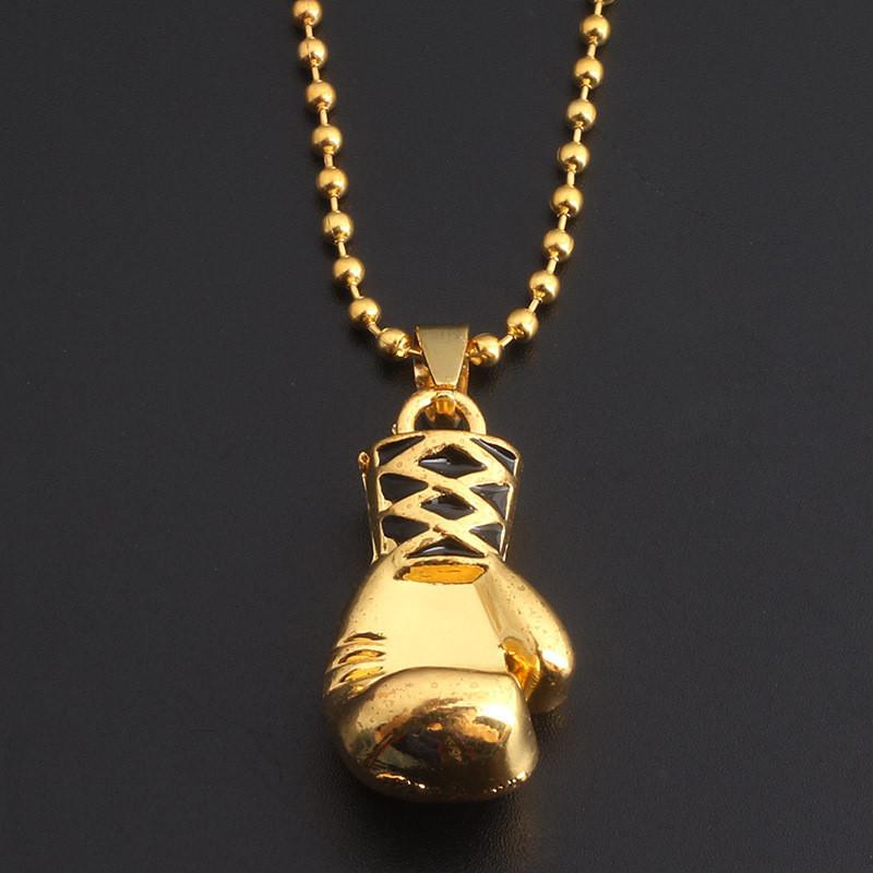 Geometric Punk Style Metal Pendant Necklace With Boxing Glove Charm For Men And Women