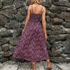 Women's Dresses Casual Elegant Floral Printed Strapless Stretch Belt V-Neck Dresses