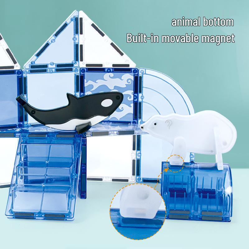 Undersea Animal Stained Glass Magnetic Tiles - Marine Building Blocks for Kids