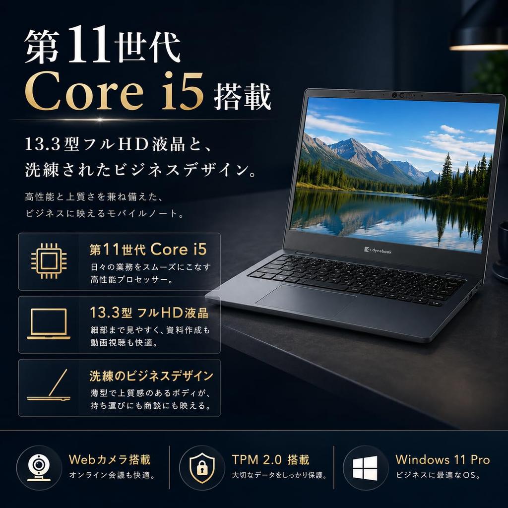 Lightweight and thin laptop dynabook G83 FHD 11th Gen Core i5 16GB Memory 256GB SSD Windows 11 Pro MS Office 2024 Webcam Bluetooth Extended Warranty