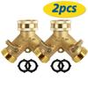 3/4 Inch 2 Way Brass Garden Hose Splitter Y-Type Tap Watering Connector Distributor for Outdoor Faucet 1/2/3 set