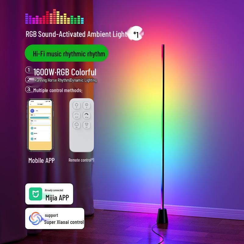 Smart Floor Lamp with Music Rhythm Speaker for E-sports and Bedroom Mood Lighting