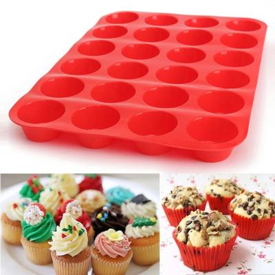 Kuchenform 24 Mulden Silikon Seife Kekse Cupcake Backform Pfanne Tablettform Zuhause Mini Muffinbecher 3D Antihaft Gelee&Süßigkeiten