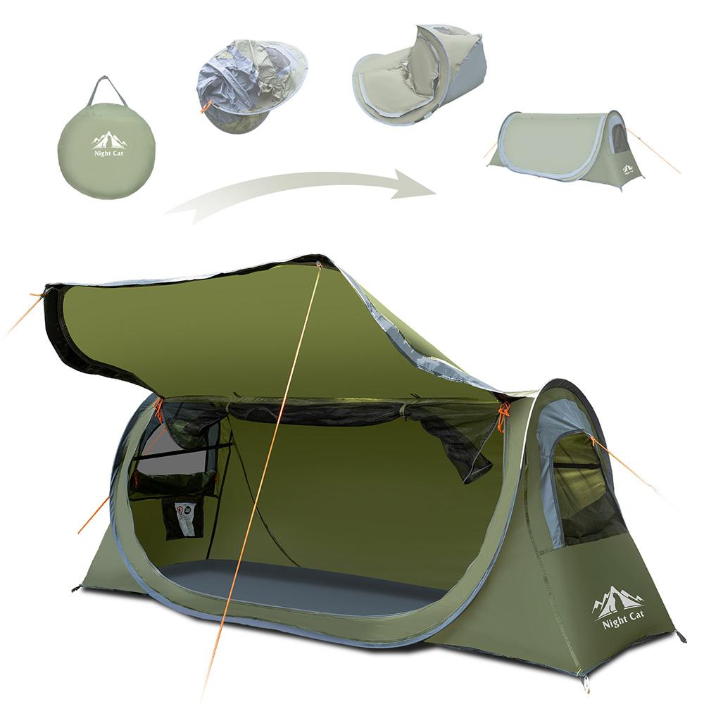 

Night Cat Pop-up Camping Tent: 1 Person Tent Waterproof Instant Easy Setup Tunnel Tent Fits for Camping Cot (Excluded)