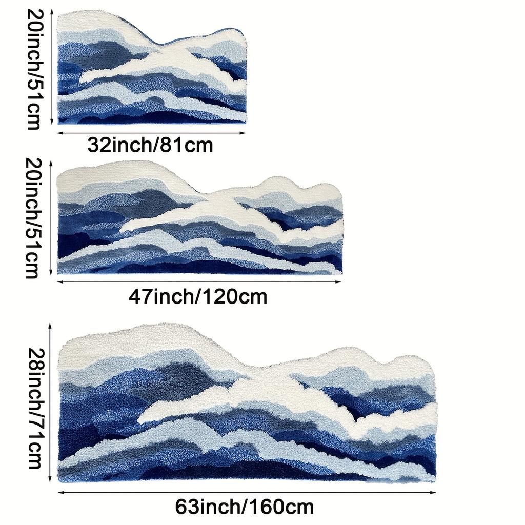 3D Irregular Bathroom Carpet, Wave Cloud Pattern Living Room Carpet, Bedroom Floor Mat,Decoration Floor Mat, Indoor Floor Plush Sofa Area Carpet