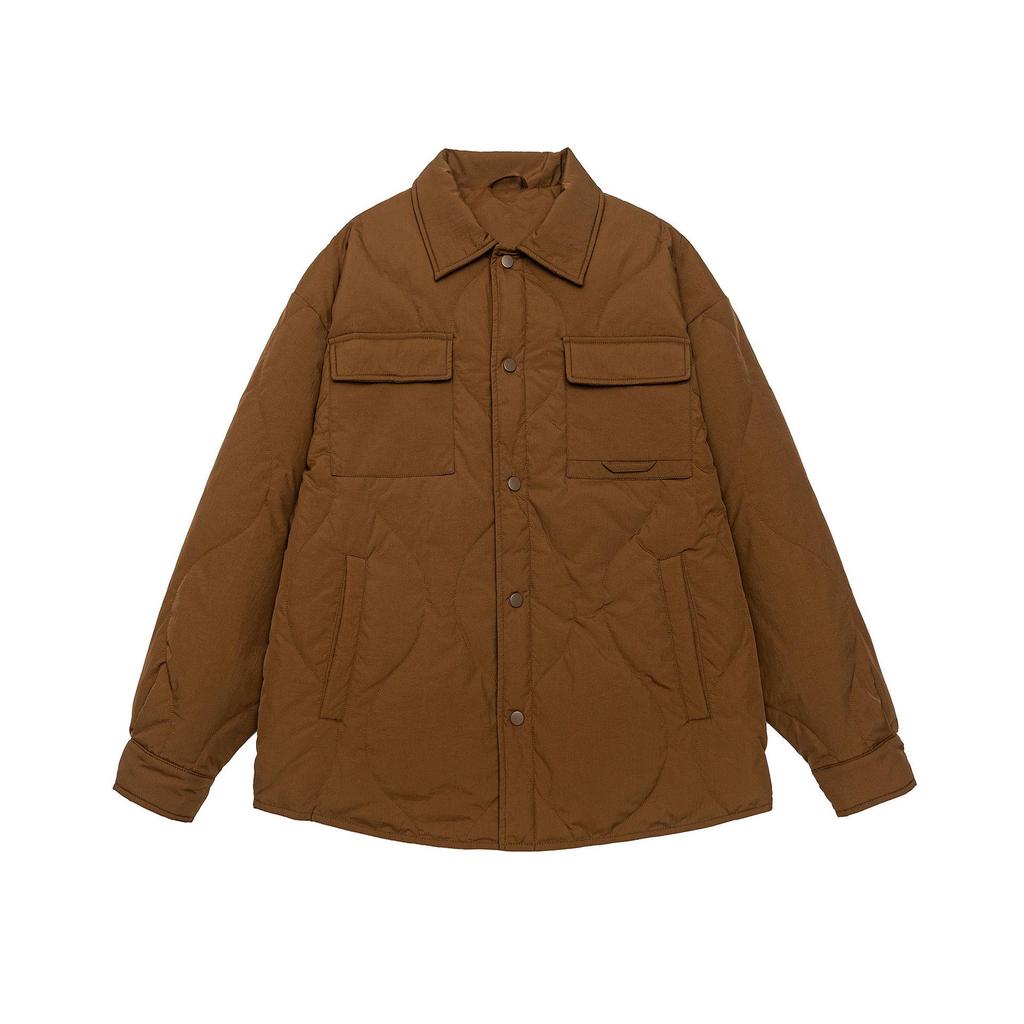Men's 90% White Duck Down Lightweight Winter Shirt Jacket - Loose Lapel, Plus Size