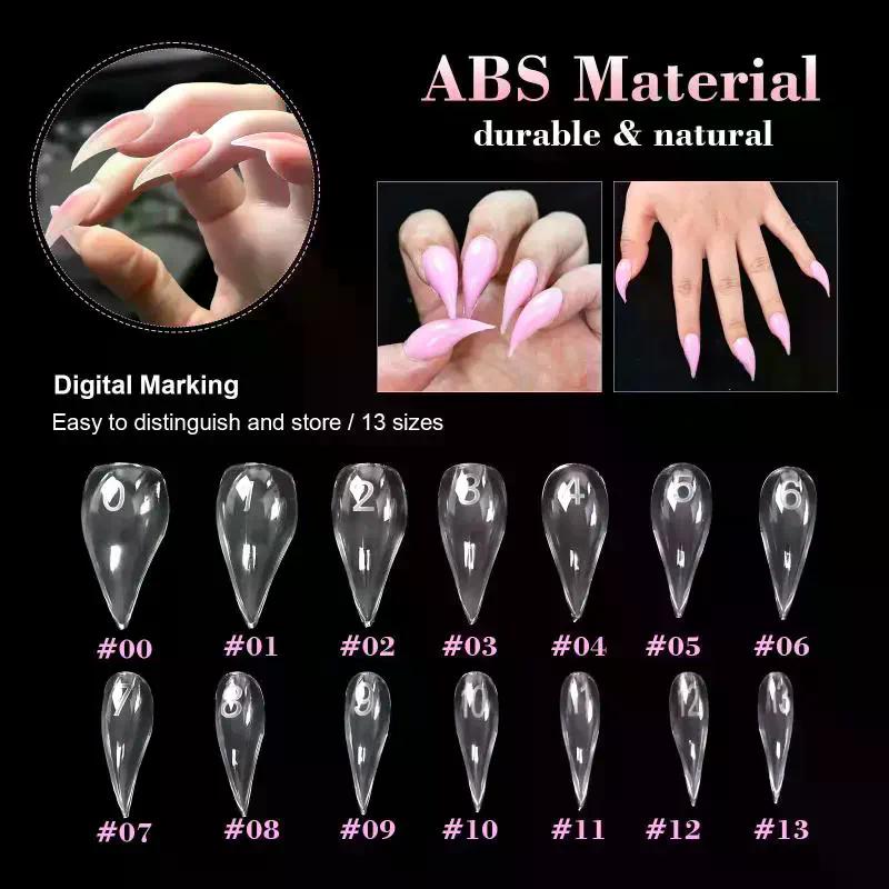 Eagle's Talon 120/140 Pcs Short Curved Stiletto False Nail Tips Clear Soft Fake Nails Extensions For DIY Nail Salon Manicure