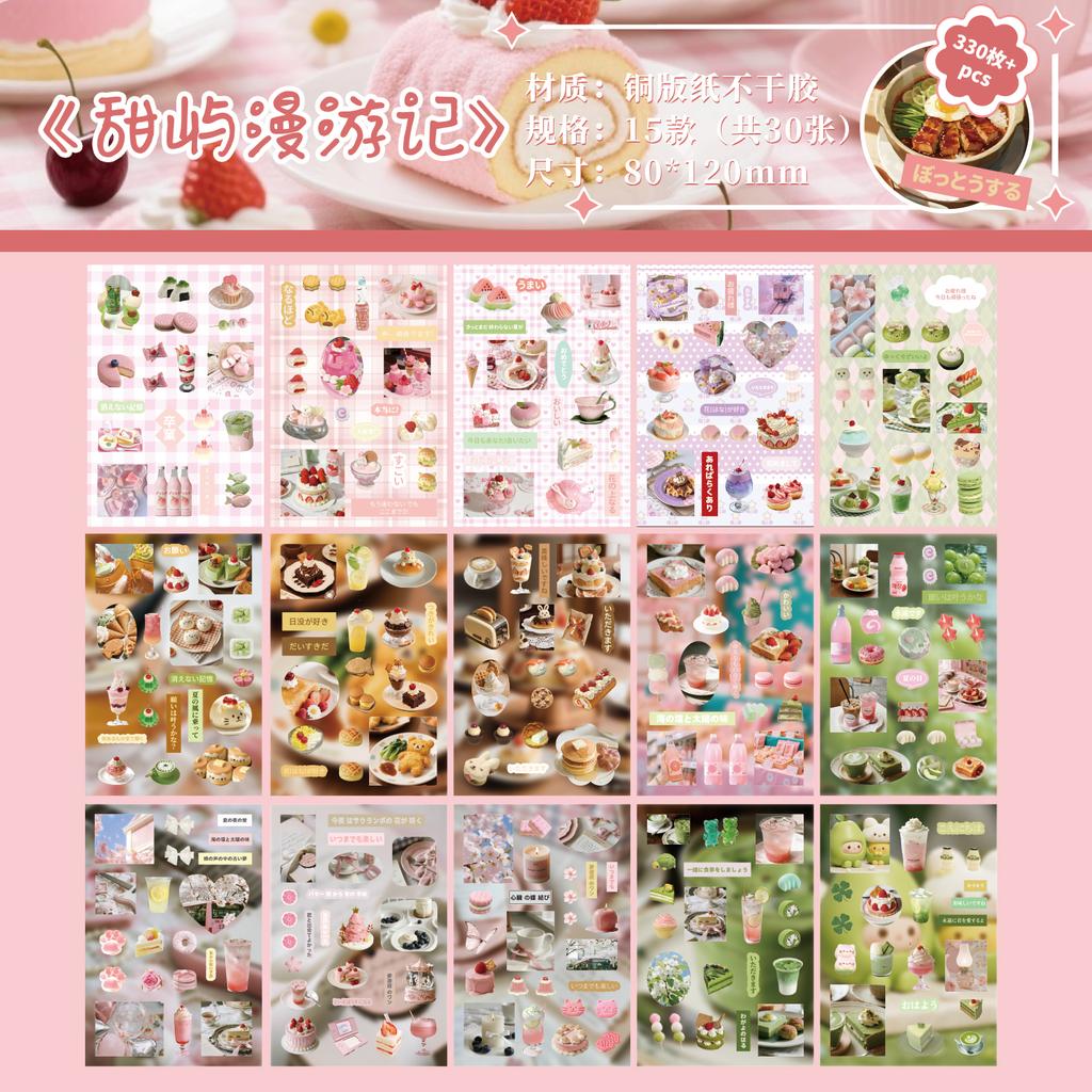 30sheets Kawaii Japanese Baking Dessert Food Die Cutting Sticker Book DIY Diary Scrapbook Aesthetic Stationery Stickers