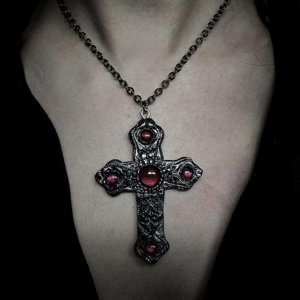 

Vampire Gothic Necklace With Cross Pendant For Women Vintage Jewelry Gift