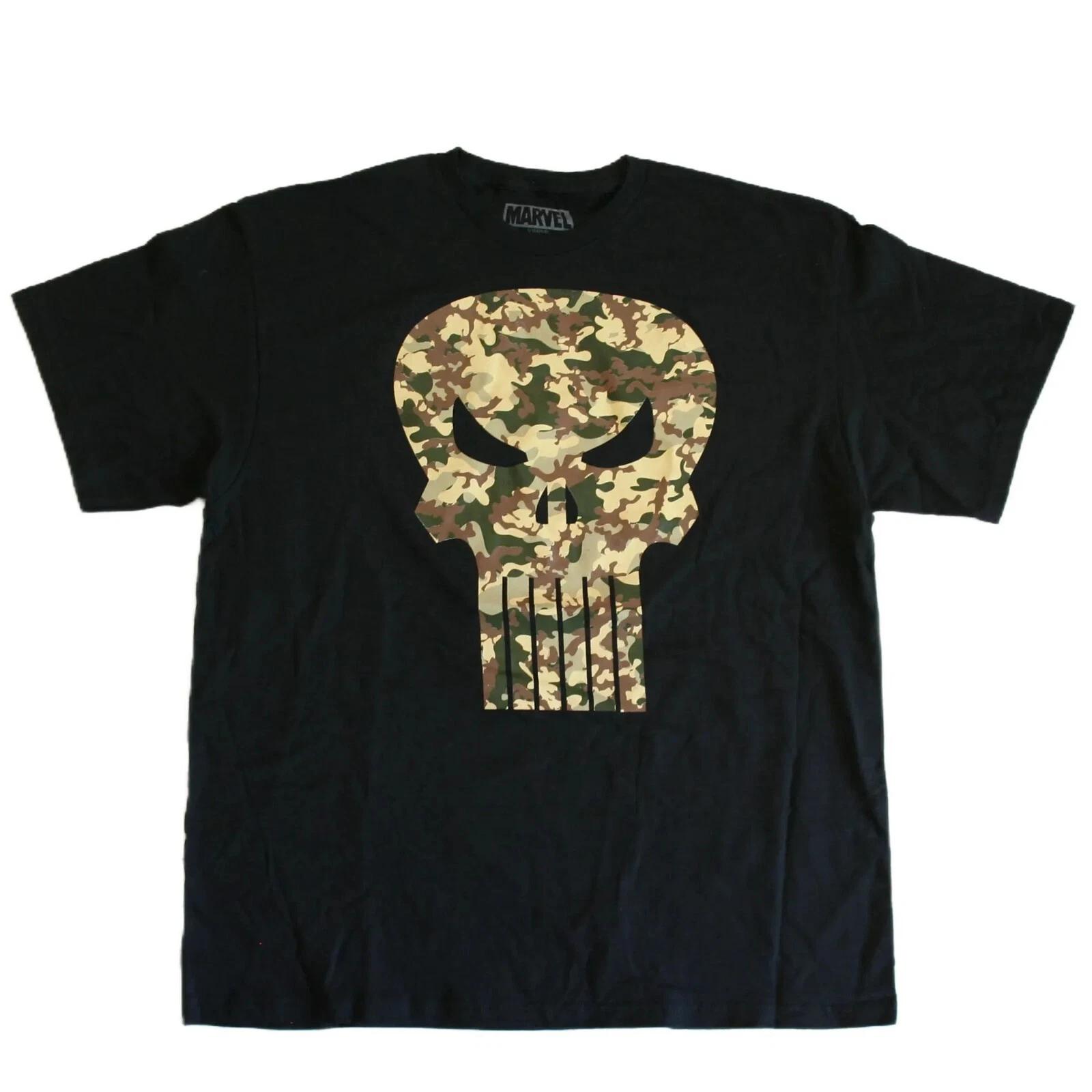 Marvel The Punisher Camo Skull Symbol Graphic Men s T-shirt (XL) NEW S