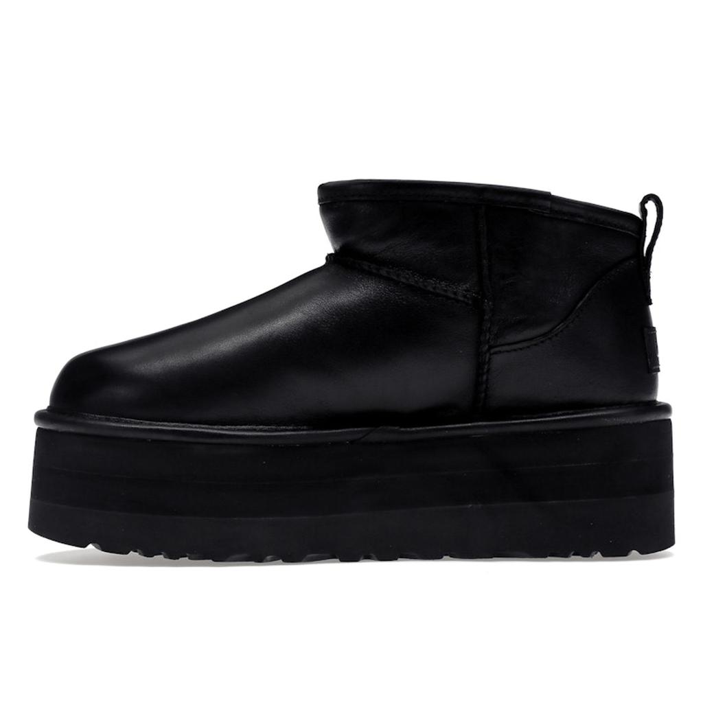 UGG Classic Ultra Mini Platform Boot Black Leather (Womens) Women Sneakers 1141510-BLLE
