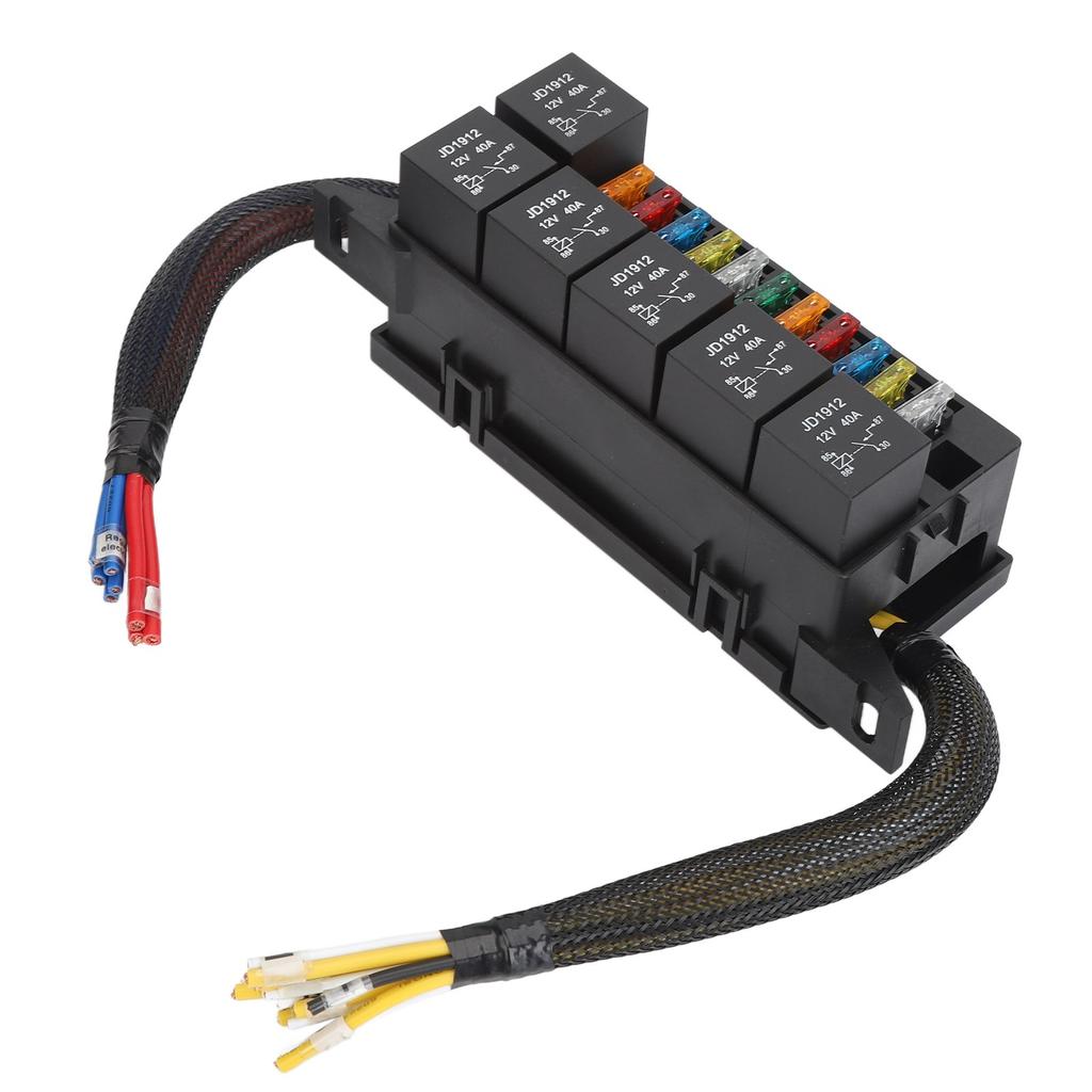 Fuse Relay Box 12V 6 Relay 11 ATC ATO Fuse Waterproof Relay Block Box for Car Yacht Boat
