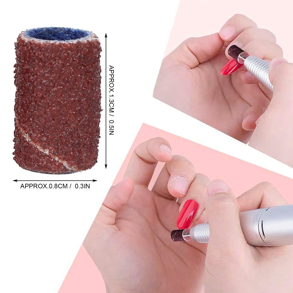210pcs Professional Manicure Pedicure Sanding Bands Nail Drill Bits 80# 120# 180# Grit