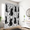 1Pc Black Cat Print Waterproof Shower Partition Privacy Protection Curtain With 12 Hooks Multiple Sizes Easy To Installation