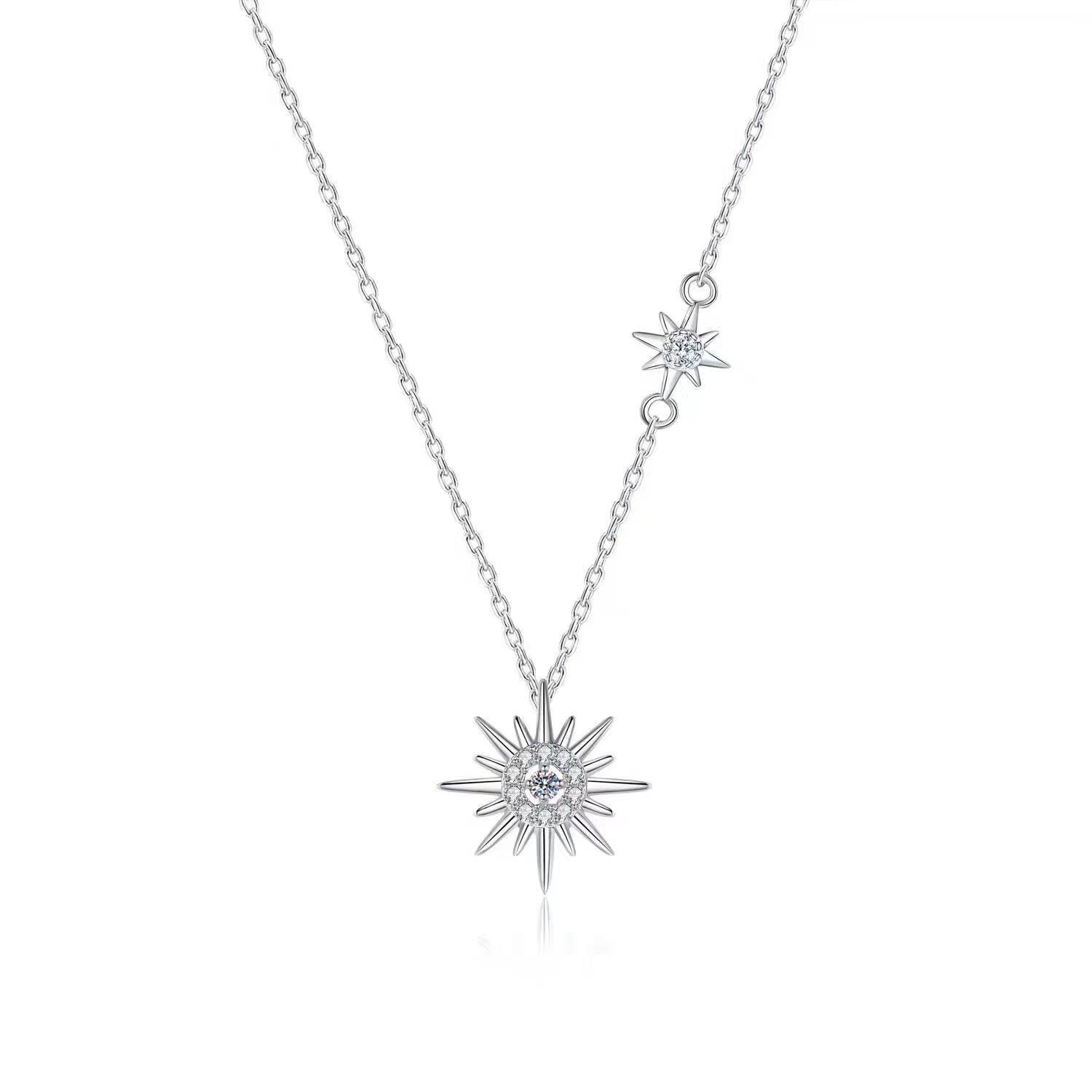 Серебряное ожерелье SUNFLOWER S925 для женщин, стильный кулон с астеризмом и нишевым дизайном 925