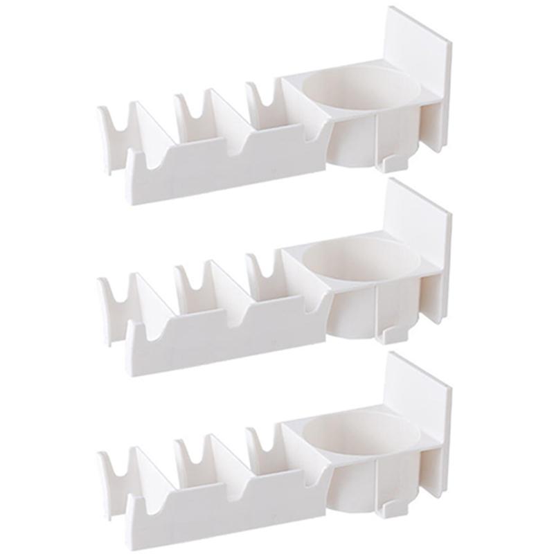 Wall Mounted Badminton Racket Holder Punch Free 3-Slots Tennis Racket Hanger with Ball Storage Rack Tennis No Hole Hanging Shelf for Home Dormitory