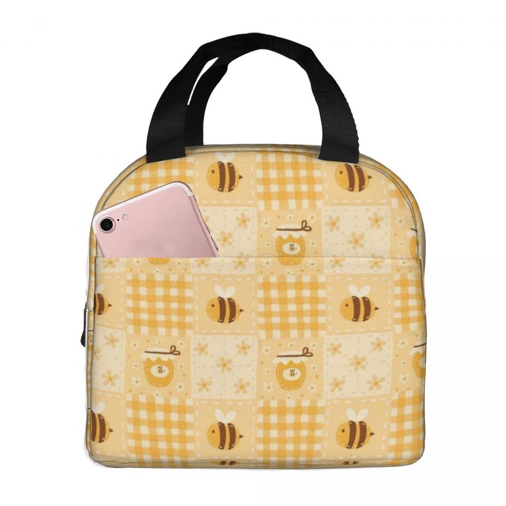 Bijen en Honingraatpatroon Geïsoleerde Lunchtas voor Vrouwen Kinderen Lekkend Bewijs Voedseldozen Thermische Lunchbox Tote