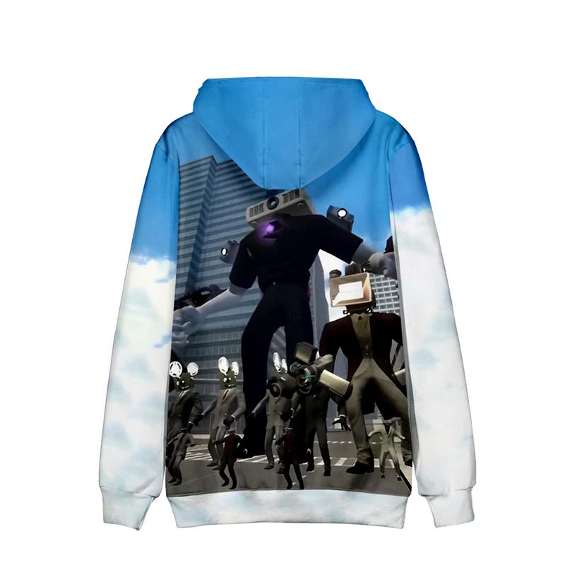 NUOVA moda per gli appassionati del gioco Skibidi Toilet Costume Cartoon stampato Casual Felpe con cappuccio Sport all'aria aperta Cosplay Pullover