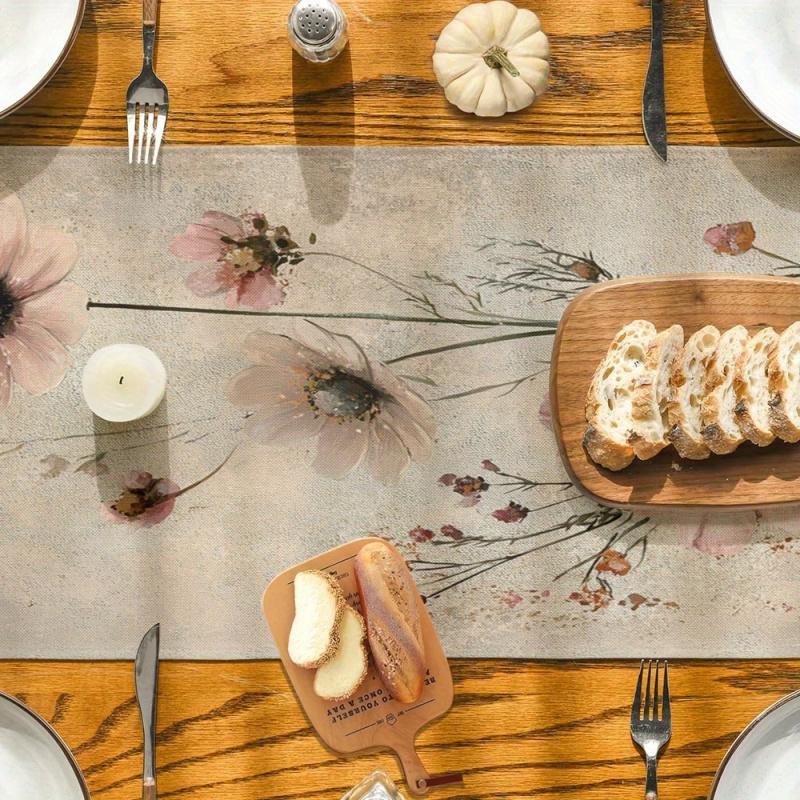 Elegant Pink Rose Retro Table Runner Spring and Summer Desktop Decoration Home Gathering Indoor and Outdoor Desktop Decoration