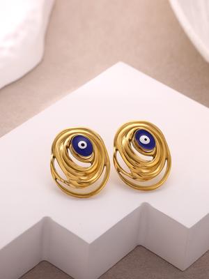 Stainless Steel Spiral Evil Eye Earrings For Women Gold Color Blue Evil Eye Earring Retro Christmas Jewelry Gift