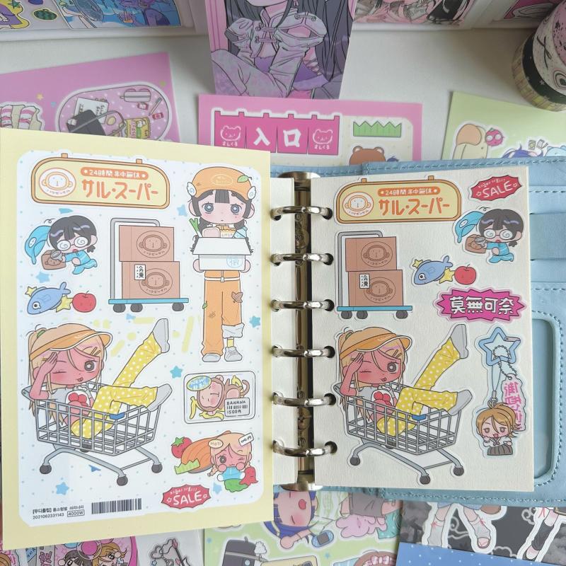 Sweet Cool Shibuya Girl Stickers Kawaii Character Cartoon Y2K Stickers Handbook Diary Scrapbook Diy Decorative Sticker