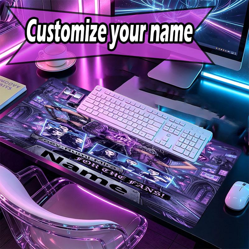 Custom Name Personalized Kpop Demon Hunter Pattern Mousepad, Laptop PC Desk Mat, Decorative Desk Mat for Home Keyboard Pad Gift