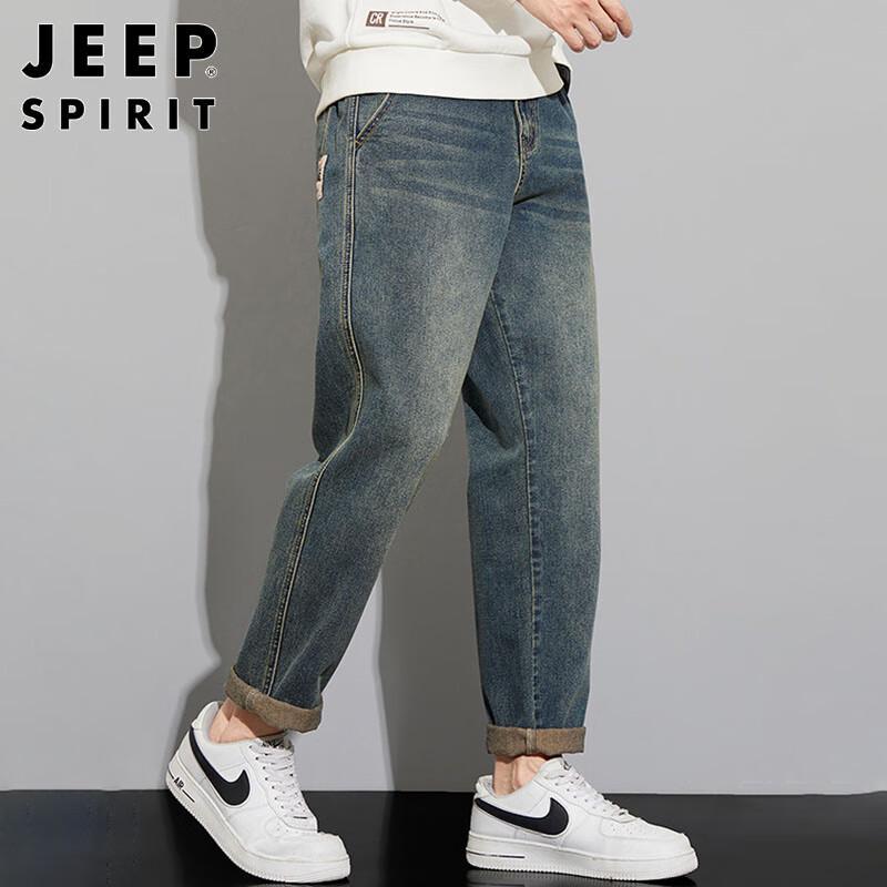 JEEP SPIRIT Men's Loose Fit Washed Retro Jeans