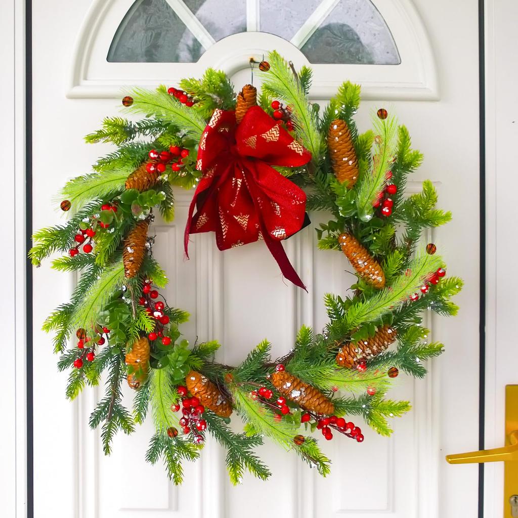 10Pcs Christmas Tree Decorations Picks with Red Ball Xmas Artificial Green Stems Christmas Home Wreath Craft Decoration Supplies