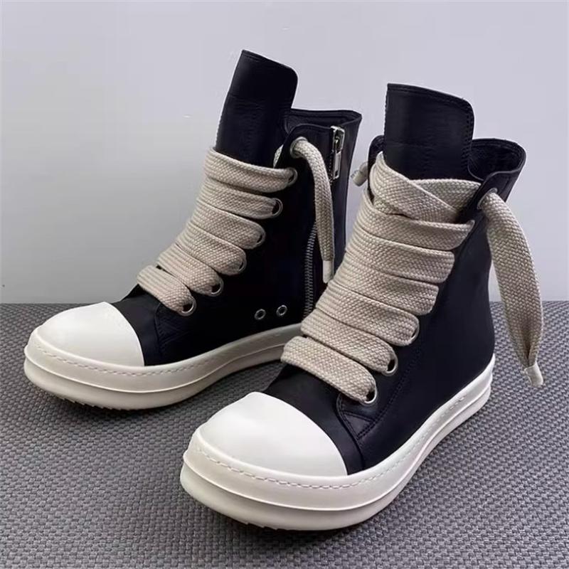 New Women Sneakers High-top Men's Casual Shoes Leather Shoes for Women Flat Sport Shoes Thick Lace Up Unisex Couple Women Shoes