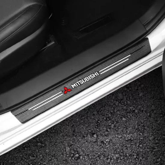4Pcs Car Threshold Strip Door Plate Sill Scuff Cover Sticker for Mitsubishi